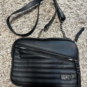 PADREV Black Quilted Leather Crossbody Bag with Chain Strap